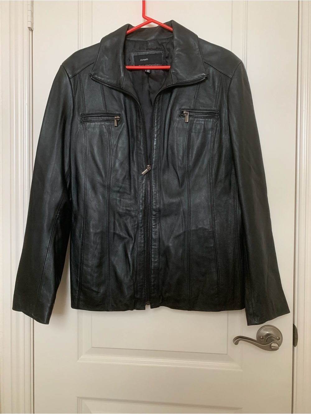 AVANTI Genuine Leather Jacket Women’s XL Black Zip Front Moto Classic